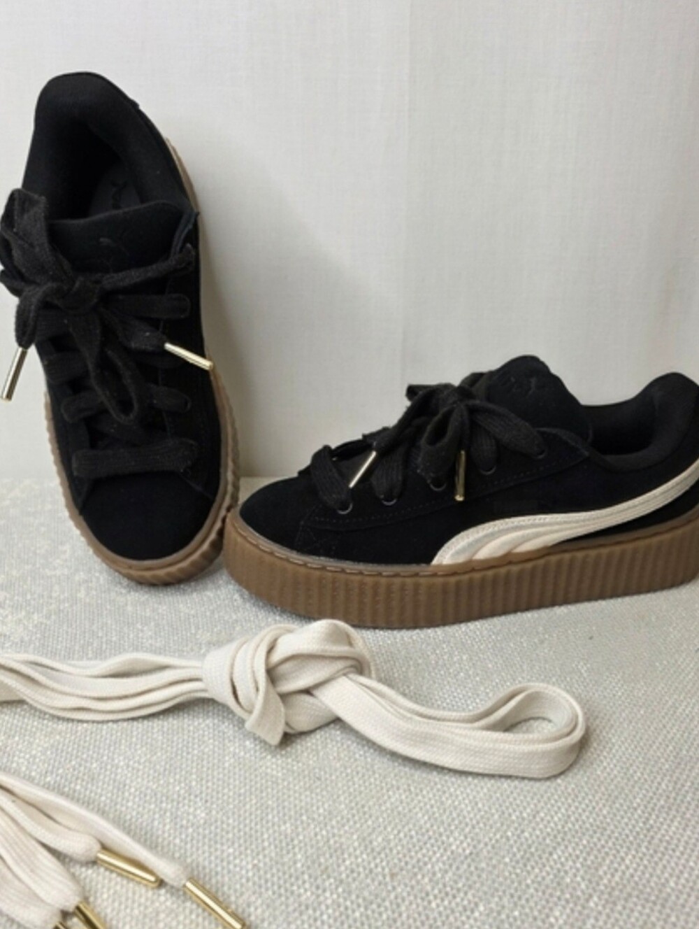 PUMA x Fenty Rihanna Suede Creeper Black/Oatmeal Gum Sole - Size 7